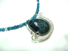 4764-1 Collier Apatit und Sterlingsilber