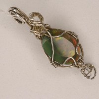 5316-2 Anhänger mit schwarzem Opal 1,7 ct in Sterlingsilberdraht gewired