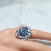 6358 Aluminium Ring mit Lapislazuli-Linse