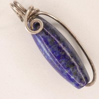 6993 Anhänger Lapislazuli-Elipse in Sterlingsilberdraht gefasst