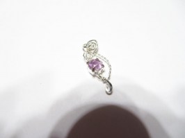 7706-1 925er Anhänger gedrahtet mit Amethyst-Cabochon geschliffen