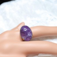 8622 925er Ring mit Amethyst Cabochon