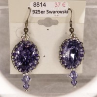 8814 925er Ohrringe mit Swarovski Steinen oval ® tanzanite