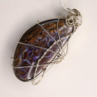 8998-1 925er Anhänger TOP Boulder Opal super Farbenspiel gedrahtet