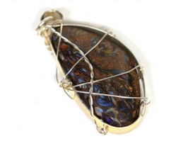 8998-2 925er Anhänger TOP Boulder Opal super Farbenspiel gedrahtet