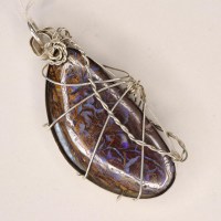8998 925er Anhänger TOP Boulder Opal super Farbenspiel gedrahtet