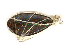 8999-1 925er Anhänger TOP Boulder Opal super Farbenspiel gedrahtet