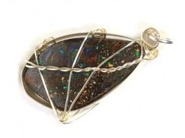 8999-3 925er Anhänger TOP Boulder Opal super Farbenspiel gedrahtet