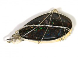 8999-4 925er Anhänger TOP Boulder Opal super Farbenspiel gedrahtet