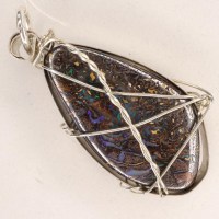 8999 925er Anhänger TOP Boulder Opal super Farbenspiel gedrahtet