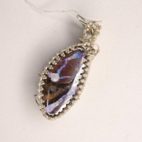 9199-1 925er Anhänger gedrahtet mit Boulder Opal