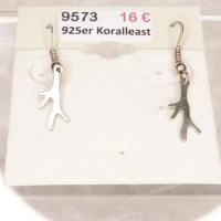 9573 925er Ohrhaken mit flachem Koralle Ast