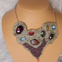 9594 Unikat Collier Peyote Embroidery mit Swarovski Elementen ®