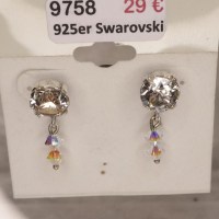 9758 925er Ohrstecker mit Swarovski Xirius ® 8mm crystal foiled