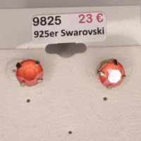 9825 925er Ohrstecker mit Swarovski-Chatons ® crystal light coral