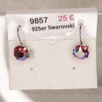 9857 925er Ohrhaken mit Swarovski Chaton ® 8 mm siam shimmer