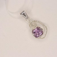 9979 925er Anhänger mit Amethyst Cabochon facettiert gedrahtet