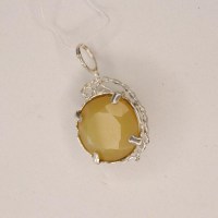 9994 925er Anhänger mit Feueropal, 6,28 ct, 1,21 x 1,21 cm, Mexiko