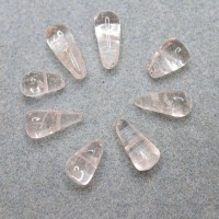 BK_00014 Schmuck basteln Bergkristall transparent Perle Tropfen quer begebhrt 12-15mm 8 Stk