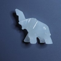 DEK00002 Edelstein Schmuck Deko Sammeln Aragonit weiß Elefant 4,5cm